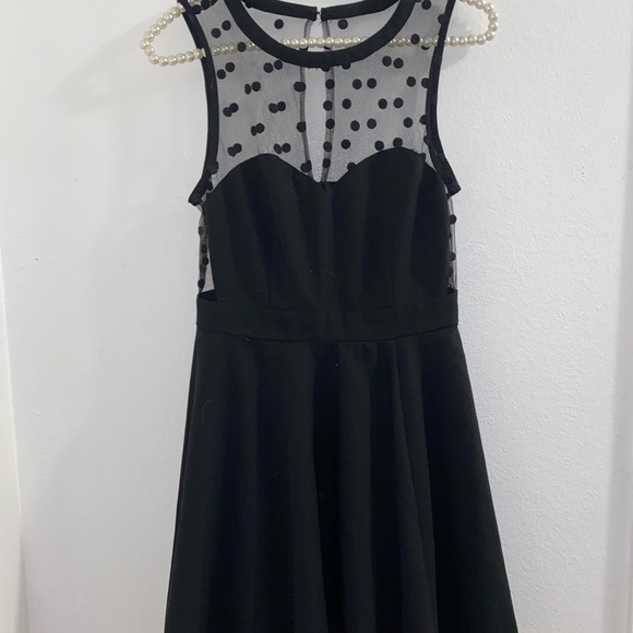 Anthropologie Coincidence & Chance Polka Dot Dress Size Medium Black Mesh Mini - Picture 2 of 5